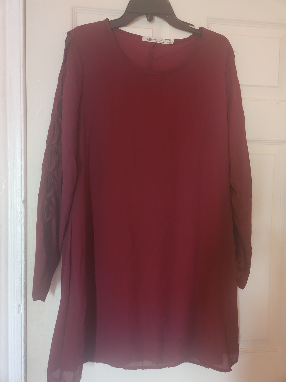 Liberty Love Wine Long Sleeve Chiffon Dress